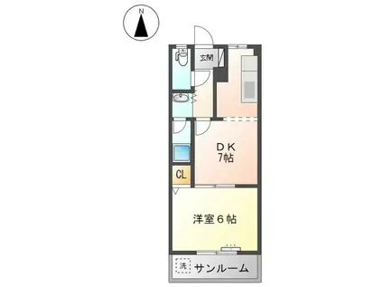 オリンピア C(1DK/1階)の間取り写真