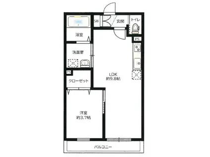 アールマンション(1LDK/3階)の間取り写真
