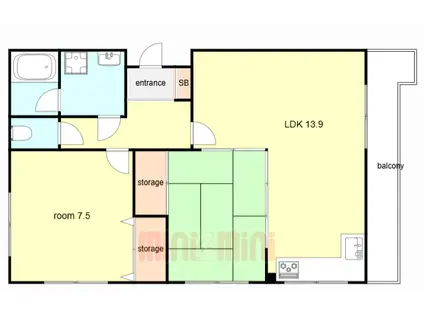 コモドカーサ新神戸(2LDK/2階)の間取り写真