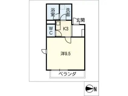 サンクチュアリOGAKI(1K/4階)の間取り写真