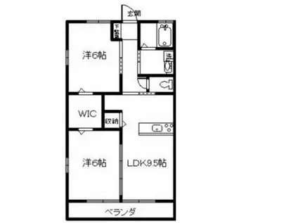 ル シェル ブルー I(2LDK/2階)の間取り写真