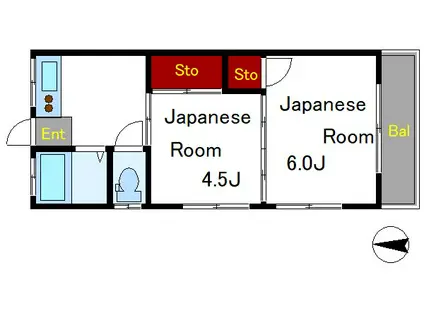 コーポ長谷川(2K/2階)の間取り写真