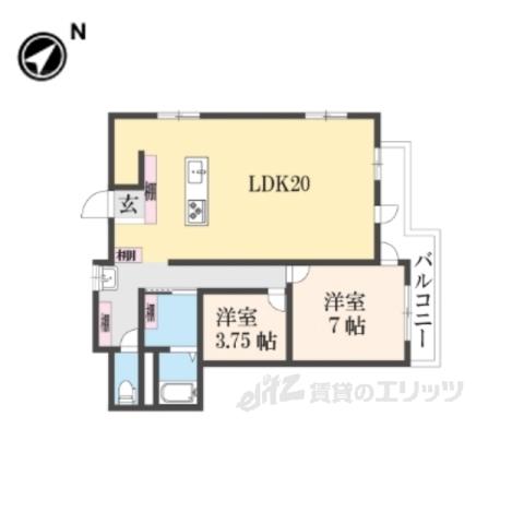 オルボス壱分(2LDK/3階)の間取り写真
