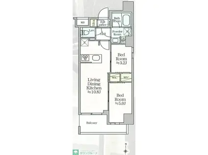 プロスタイルウェルス浅草アイル(2LDK/9階)の間取り写真