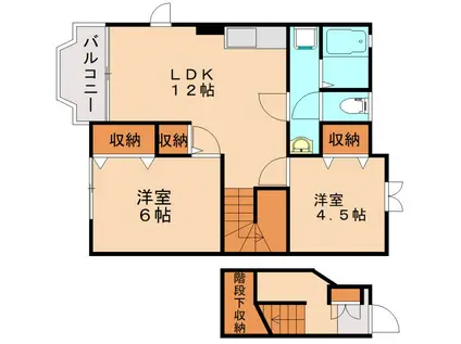 桜ハイム弐番館(2LDK/2階)の間取り写真