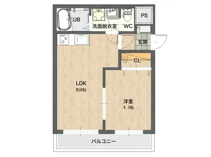 ティンカーベル(1LDK/1階)の間取り写真