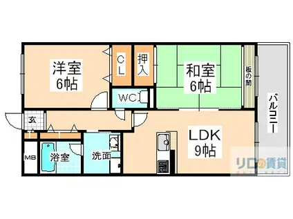 ソシア売布(2LDK/1階)の間取り写真