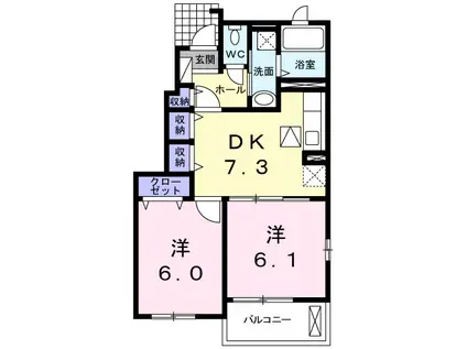 エクセレント大池 III(2DK/1階)の間取り写真