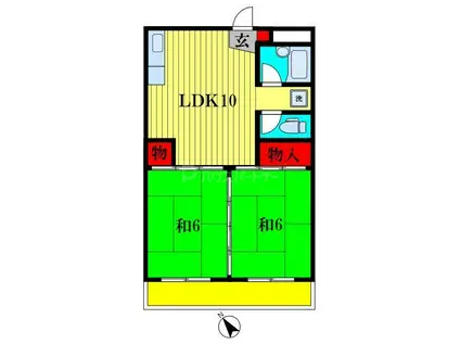 アサミズビル(2LDK/2階)の間取り写真