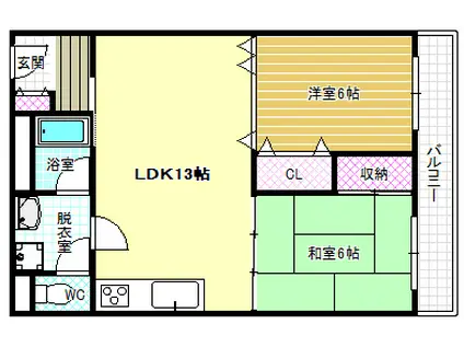 KRグランドイン(2LDK/5階)の間取り写真