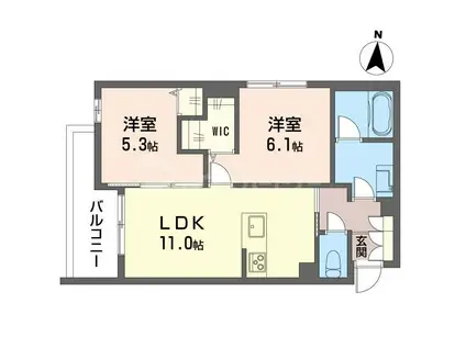 THE SENSE(2LDK/3階)の間取り写真