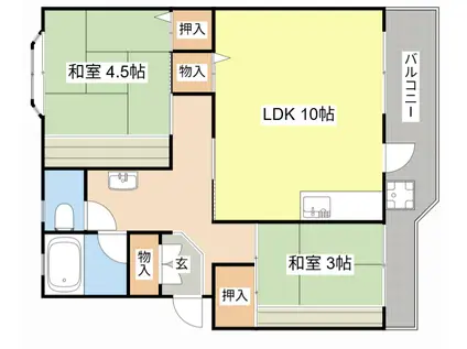 第一辻ハイツ(2LDK/1階)の間取り写真