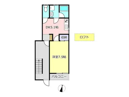 ROUTE3(1DK/2階)の間取り写真