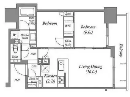 シティタワー千住大橋(2LDK/31階)の間取り写真