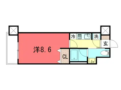 レジディア洛北(1K/3階)の間取り写真