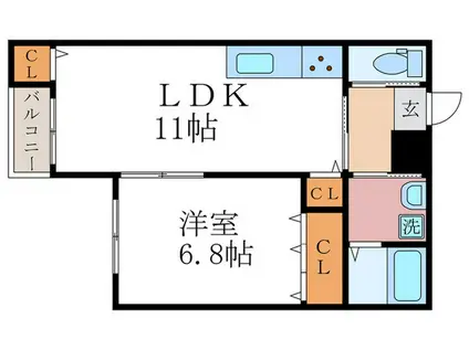 EMINAS北白川(1LDK/1階)の間取り写真