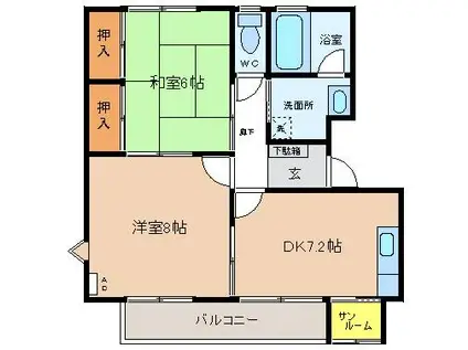 ポートサイド萩原400(2DK/1階)の間取り写真