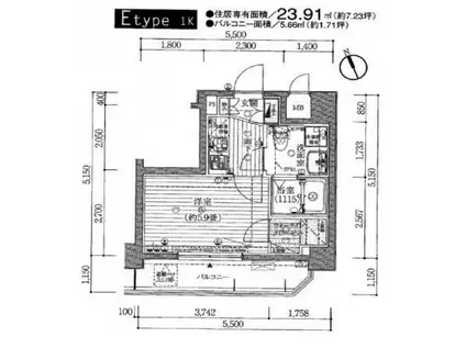 プレール・ドゥーク早稲田(1K/4階)の間取り写真