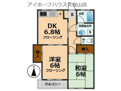 パールハイムA(2DK/2階)の間取り写真