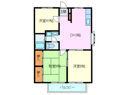 エステートピア足立(3DK/2階)の間取り写真