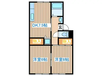 トゥインクルアイII(2DK/2階)の間取り写真