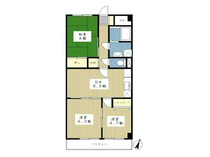 モンテベルテ(3DK/2階)の間取り写真