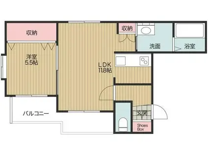 ベルデ東府中(1LDK/2階)の間取り写真
