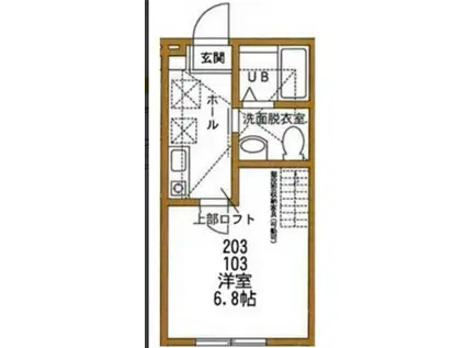 ハーミットクラブハウスマローネ(1K/2階)の間取り写真