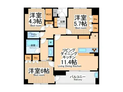 ケーディーエックスレジデンス町田(3LDK/3階)の間取り写真