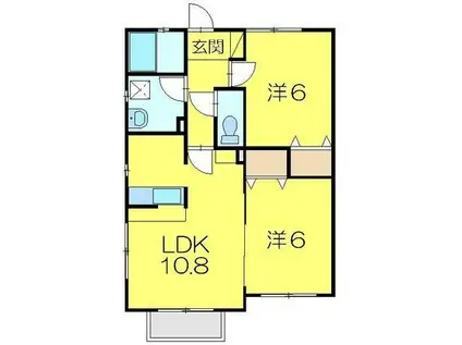 サンライズハイム(2LDK/2階)の間取り写真