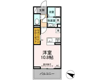 ダイヤモンドライフII(ワンルーム/1階)の間取り写真