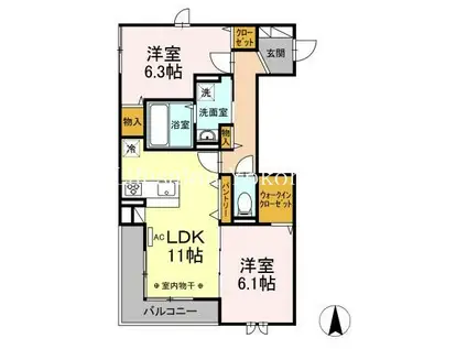 サンガーデン(2LDK/2階)の間取り写真