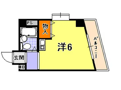 ニューへブン南本町(ワンルーム/2階)の間取り写真