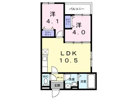 グランレガート(2LDK/3階)の間取り写真
