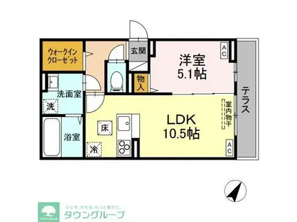 D-ROOM散田町(1LDK/1階)の間取り写真