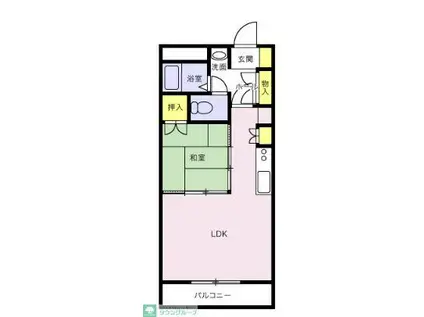 高砂ハイツ森林公園(1LDK/1階)の間取り写真
