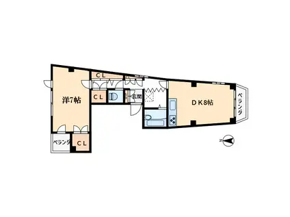 よつばビル(1DK/4階)の間取り写真