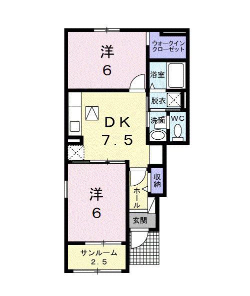 サンリットB(2DK/1階)の間取り写真