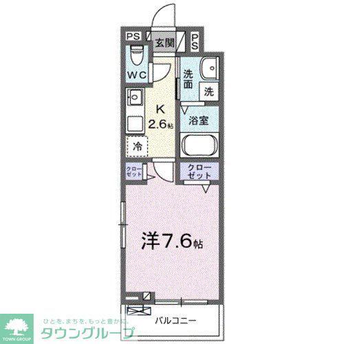 ヒカルサ三郷中央(1K/2階)の間取り写真