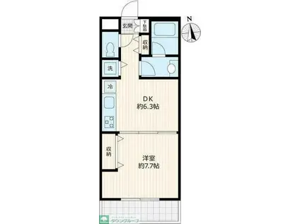 THE FOURTEEN(1DK/2階)の間取り写真