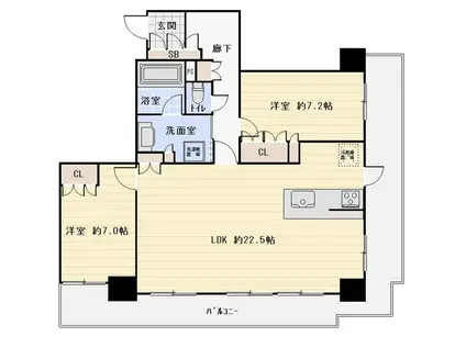 なんばグランドマスターズタワー(2LDK/26階)の間取り写真