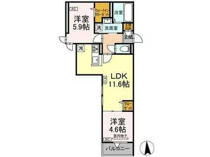 セレスティア六町II(2LDK/2階)の間取り写真