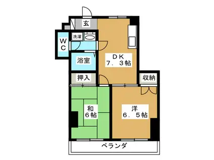 ロワ・ヴェール関口(2DK/2階)の間取り写真