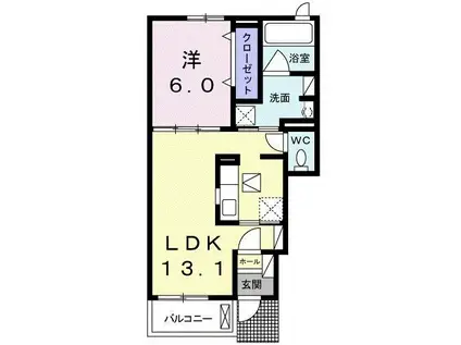 スターライトB(1LDK/1階)の間取り写真