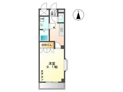 コンフォースハイム(1K/2階)の間取り写真