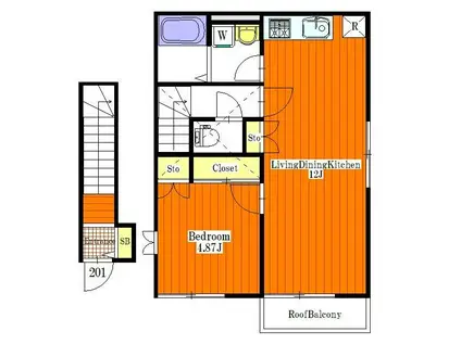 ルアナハウス(1LDK/2階)の間取り写真