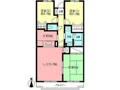 ユアーズホーム舞岡(3LDK/2階)の間取り写真