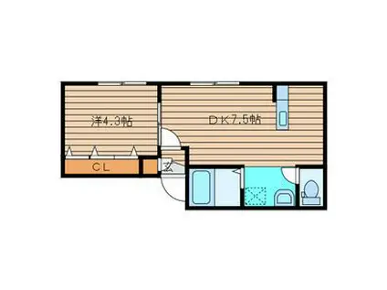 アイビーパレス34(1DK/1階)の間取り写真