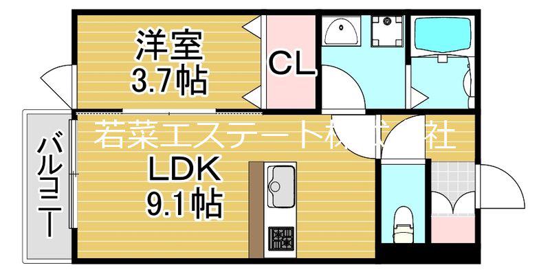 CS津福(1LDK/1階)の間取り写真