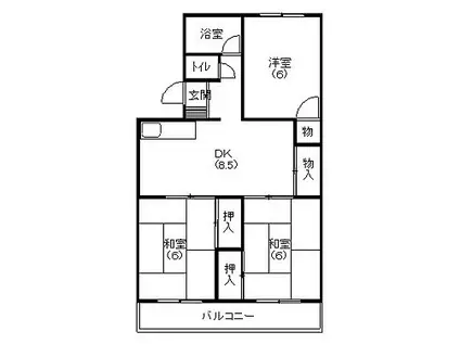 寿マンションC(3DK/3階)の間取り写真